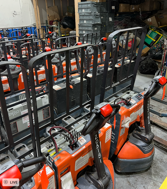 Toyota 8HBW23 ELECTRIC WALKIE PALLET JACKS 4500 lbs Like New 110v charge outlet